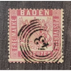 ALEMANIA 1862 ESTADO DE BADEN Yv 22 ESTAMPILLA DENTADO 13 1/2 MUY BUEN SELLO CLASICO RARISIMO Y DE LUJO 550 EUROS